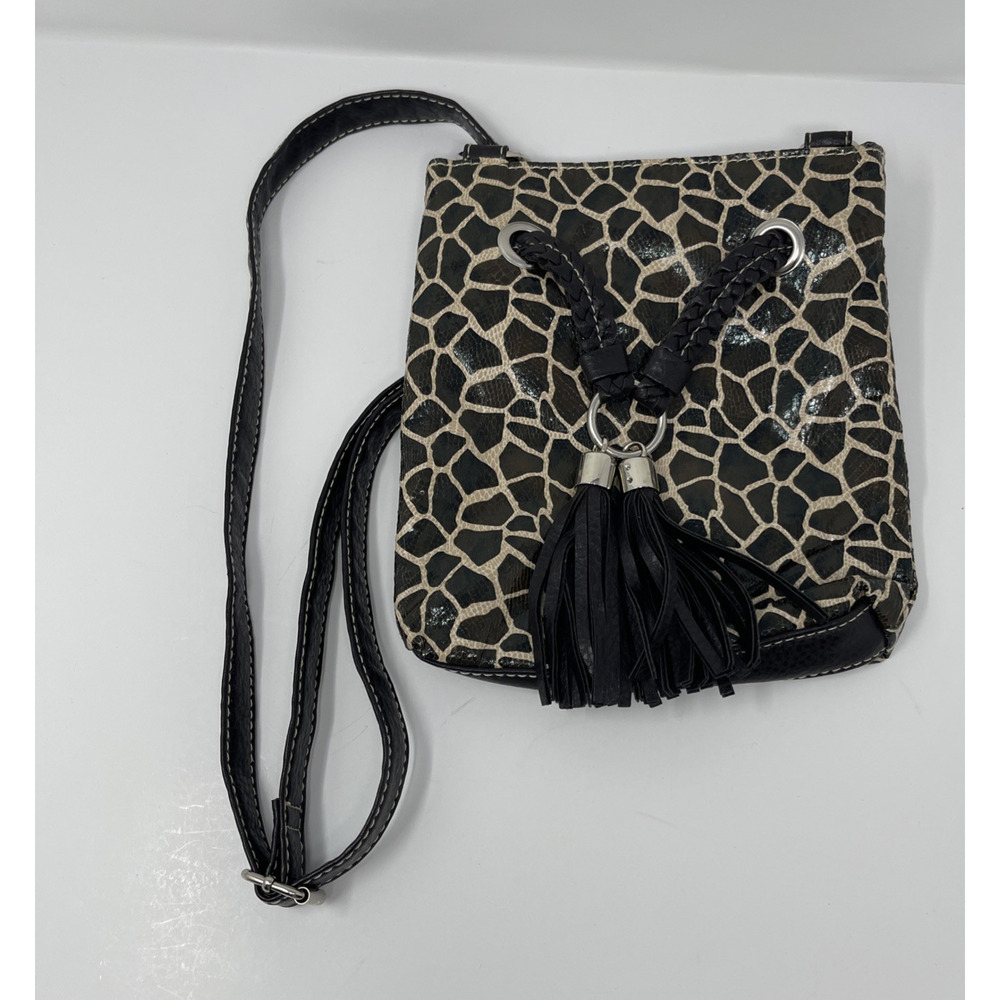 Vintage Bueno Crossbody Purse Shoulder Bag Brown Giraffe Print Y2K Safari Chic
